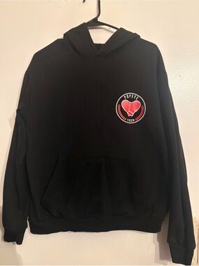 Popeye Kids Black Crewneck Hoodie with Red Heart Patch